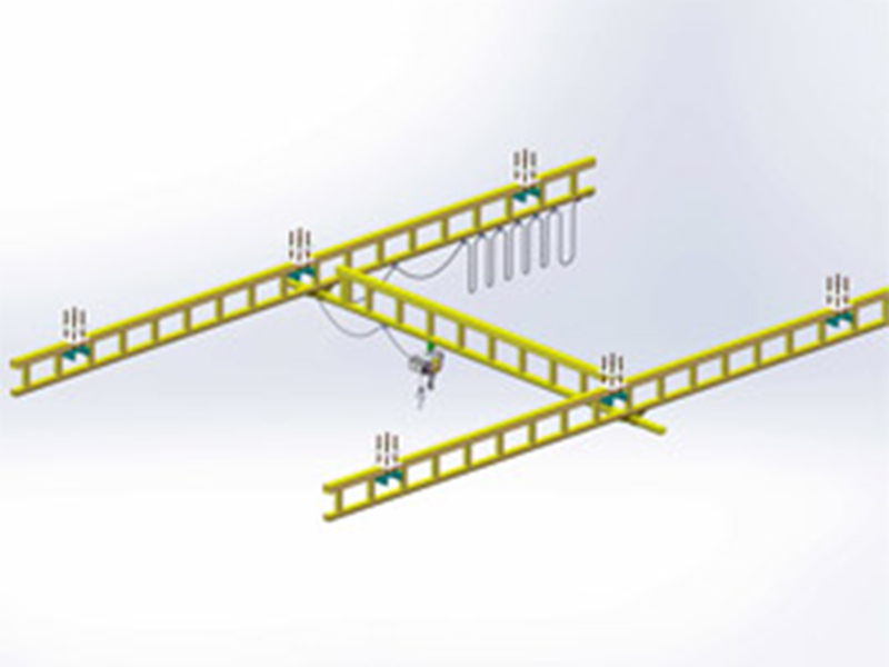 采用(yòng)桁架式軌道(dào)的(de)懸挂式起重機(jī)